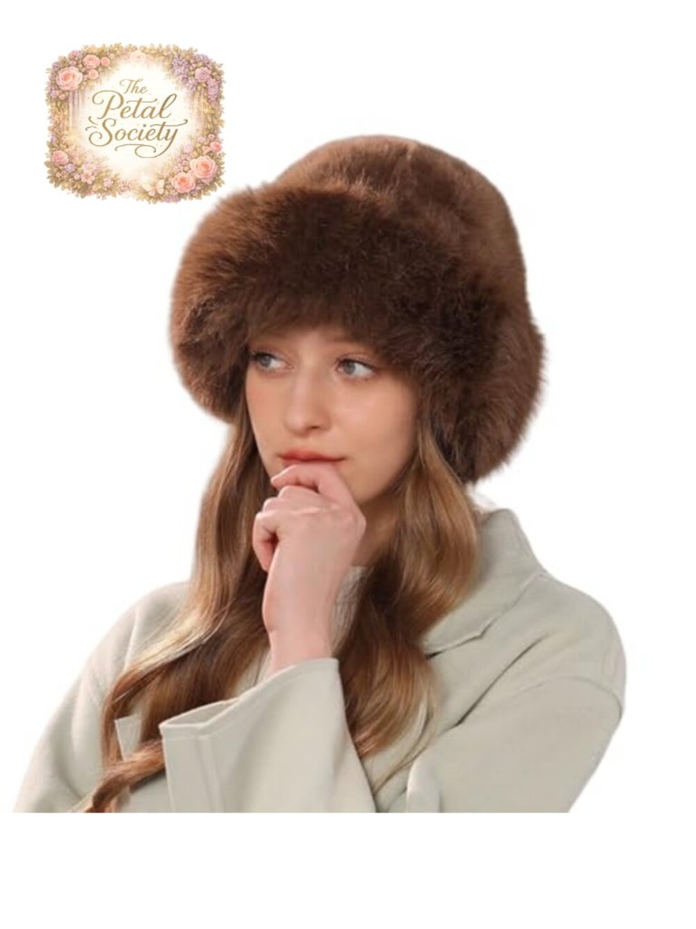 Faux Fur Trimmed Beanie Hat Russian Style Winter Bucket Hat Warm Ski Snow